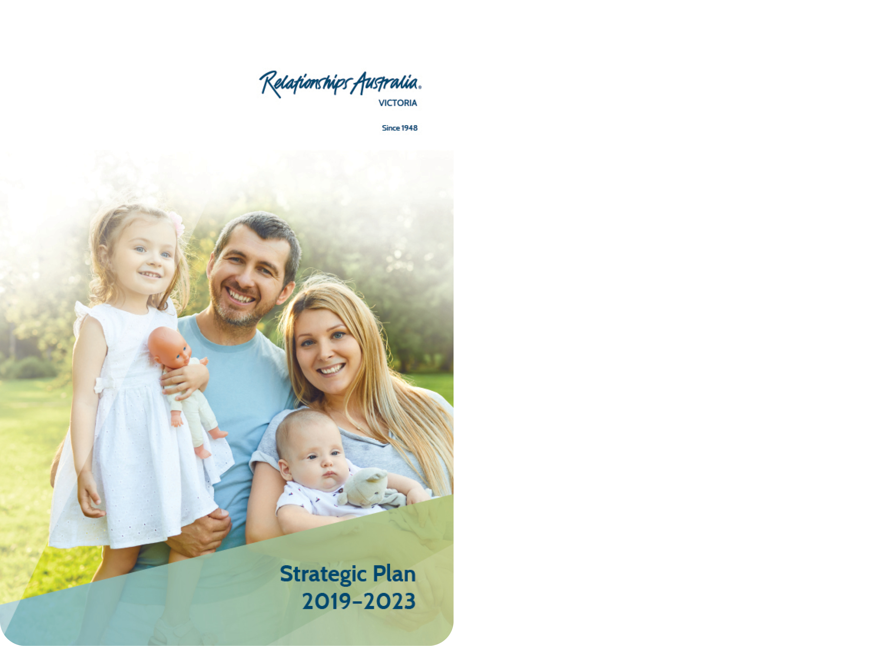 A thumbnail image of the RAV Strategic Plan 2019-2023 cover, featuring a photo of a happy, young, Caucasian family in a park